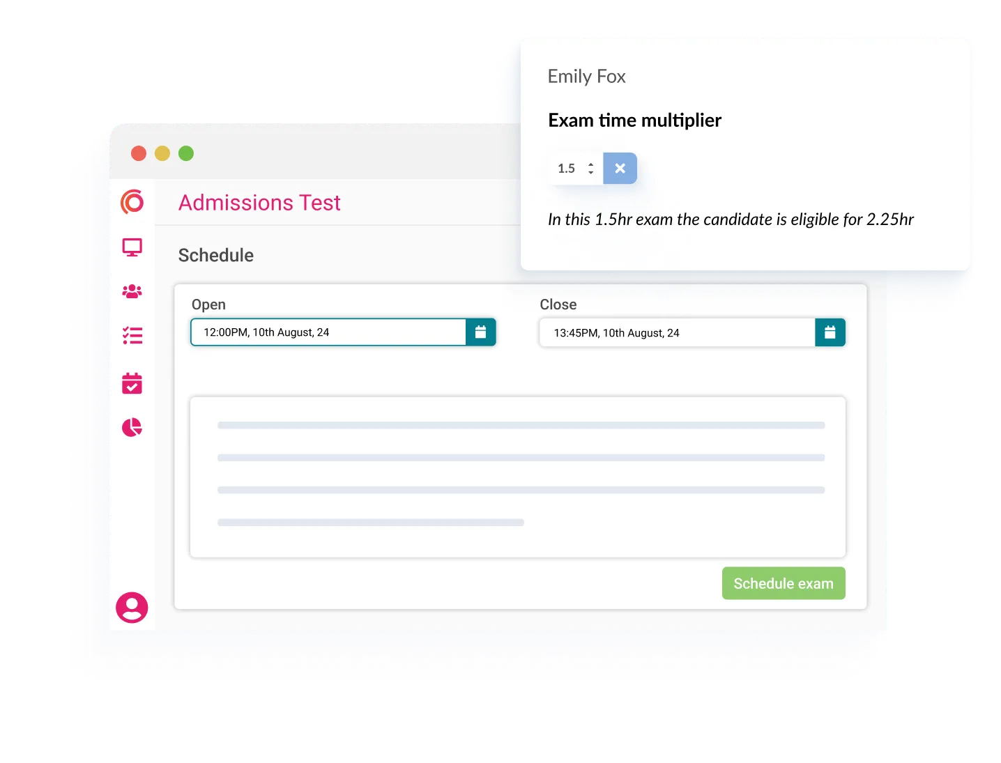 Synap online exam platform UI