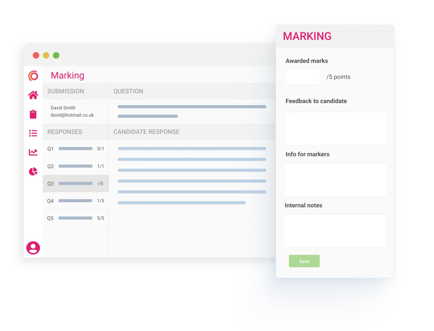 Synap online exam platform UI