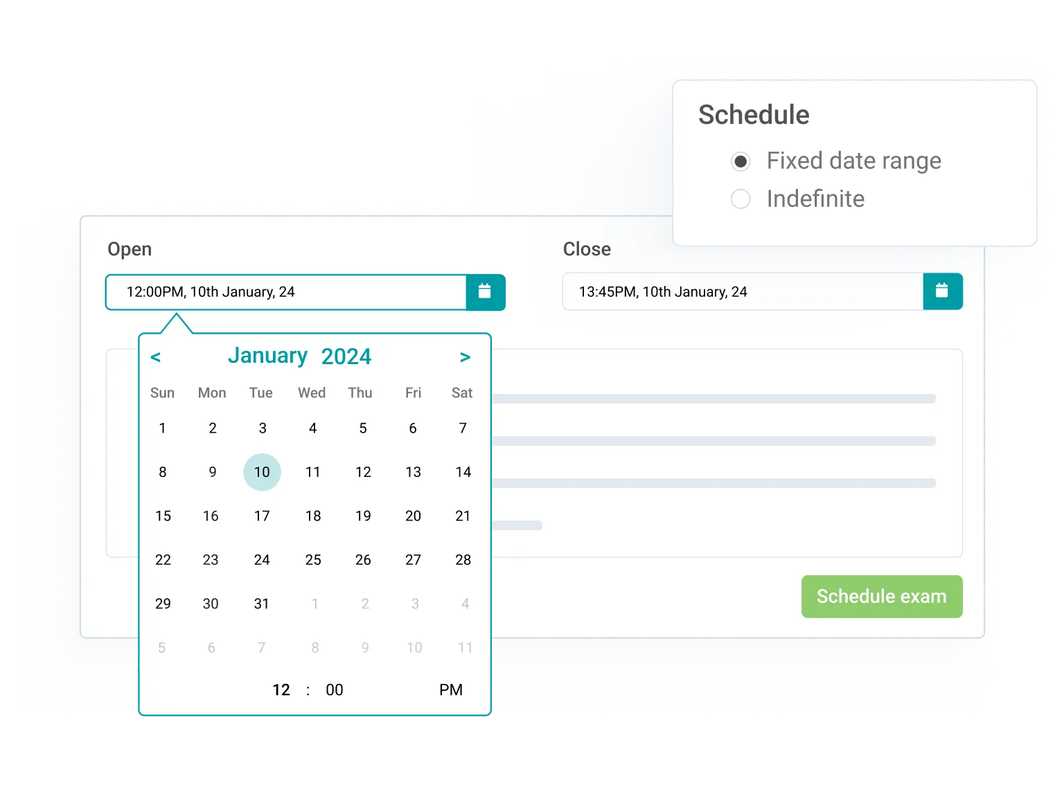 Synap online exam platform UI
